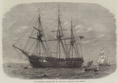 Le navire-école Chichester pour les garçons pauvres, stationné sur la Tamise - Edwin Weedon